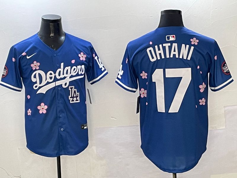 Men Los Angeles Dodgers #17 Ohtani Blue Sakura Edition 2025 Nike MLB Jersey style 1->los angeles dodgers->MLB Jersey